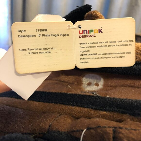 VTG Unipak Plush 10" Pirate Finger Puppet NWT Ship, Pirate Dogs - Picture 8 of 9